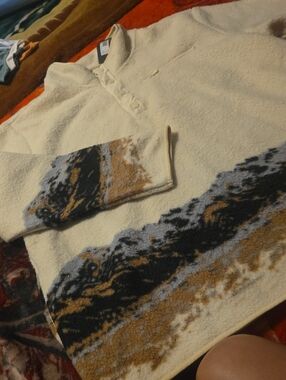 Hoodie Sherpa Pullover with Black, Gray & Brown Accent